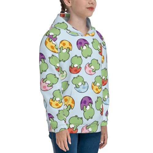 Cute Frog in Egg Kids Pullover Hoodies Boys Sweatshirts Girls Athletic Clothes with Pocket3
