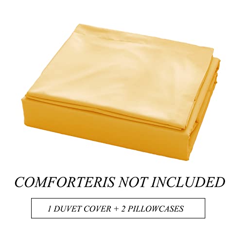 Uhsupris Yellow Duvet Cover Set Full/Queen Size 3 Pieces Solid Color Bedding Set With Zipper&Corne Ties(No Comforter) #TOP2