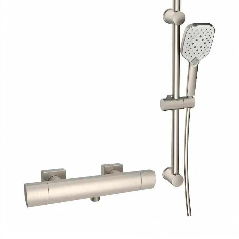 Brushed Nickel Exposed Valve Thermostatic Shower Rail Kit