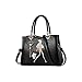 Tisdaini Bolsos de Mano Mujer Moda impresión Bolsos Bandolera Bolsos Totes Shoppers y Bolsos de Hombro Negro
