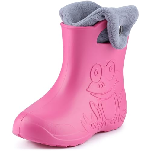 Ladeheid EVA Kinder Jungen Mädchen Gummistiefel Regenschuhe gefüttert Regenstiefel Gummischuhe LA-CA-04 (Rosa/Grau, 22/23 EU)
