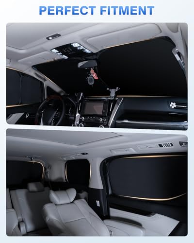 Image of Canvcle Sunshades for 2021-2025 2026 GMC Yukon XL /Chevy Suburban Accessories Windshield Sun Shade Side Rear Window Shade Cover Sun Visor Shield Privacy Protection Keep Vehicle Cool Black 8PCS
