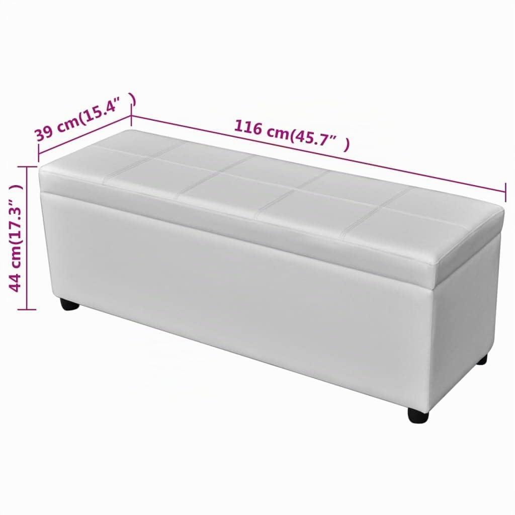 vidaXL Banco Largo de Almacenamiento de Madera Blanco