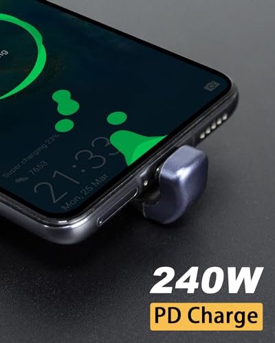 Image of Poyiccot Short USB C Cable 5inch, U Shape 180 Degree USB C Cable (PD 3.1 240W, 40Gbps, 8K@60Hz), Flat Type C Charging Cord Compatible for iPhone 15, External SSD, Docking Station,Thunderbolt 4