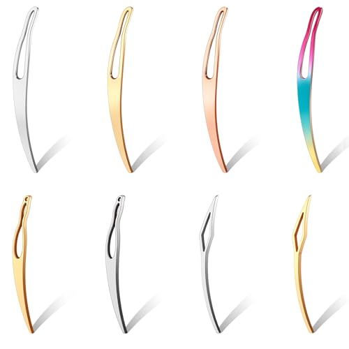 8pcs Interlocking Tool for Locs Sisterlock Retighten Tool Bent-Hook Shape Loc Needle for Hair Repair Dreadlock Tightening(4 Colors)