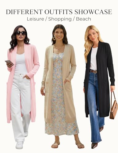 Image of GRACE KARIN Essential Solid Open Front Maxi Long Knitted Cardigan Sweater for Women