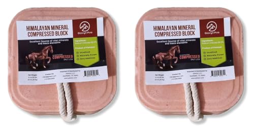 Glowyn Pink Sal comprimida del Himalaya para equinos y ganado, paquete de 2 (4.5-5 libras) cada bloque de sal orgánica con minerales naturales