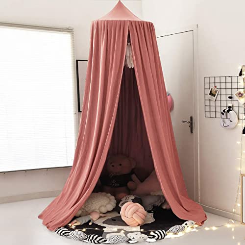 Kertnic Decor Canopy For Kids Bed, Soft Smooth Playing Tent Canopy Girls Room Decoration Princess Castle, Dreamy Mosquito Net Bedding, Children Reading Nook Canopies In Home (Red Bean Color) #TOP4