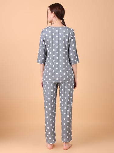 Image of Ichaa Women's Rayon Night Suit Printed Top & Bottom Set