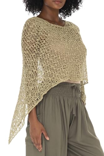 Image of SHU-SHI Summer Ponchos For Women Lightweight Sheer Popcorn Knit Sweater Cape Pullover