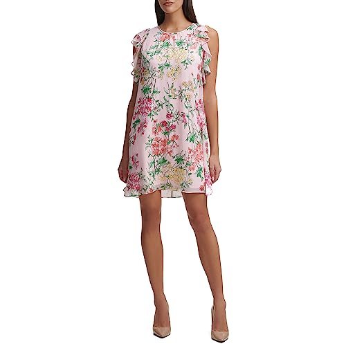 Image of Tommy Hilfiger Womens Polka Dot Chiffon Sleeveless Dress