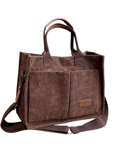Image of Cherry Tote Bag for Women Canvas Patched Purse Cute Shoulder Bag Multi-Pocket Satchel Handbag for work travel