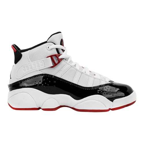 Nike 6 Rings Preschool Basketball Shoes (White/Black/Varsity Red)