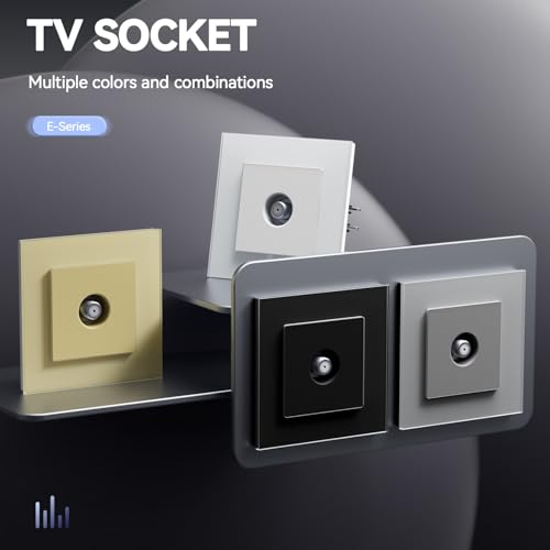 BSEED Satellit Steckdose aus Glas,Unterputz Wandsteckdose mit Krallen, NEU E-Serie, 86mm Grau