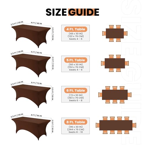 Image of Utopia Kitchen Spandex Tablecloth 1 Pack [6FT, Light Coffee] Tight, Fitted, Washable and Wrinkle Resistant Stretch Rectangular Patio Table Cover for Event, Wedding, Banquet & Parties[72Lx30Wx30H Inch]