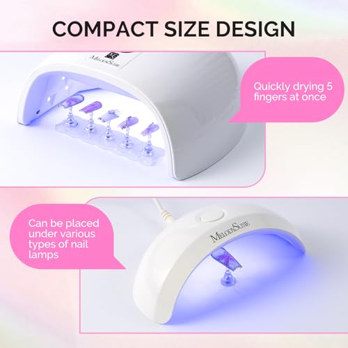 Image of MelodySusie Nail Stand for Press Ons, White Shiny Acrylic Magnetic Base for Painting Display with Brush Holder and 100 Pcs Reusable Double-Sided Tape for Home DIY Salon Supplies