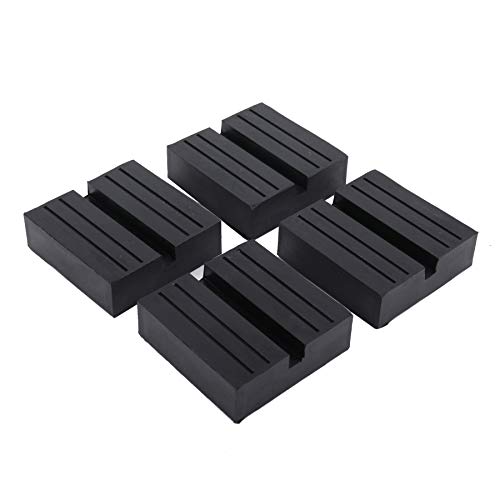 4 Packs Square Jack Pad, Black Anti-Slip Rail Adapter Support Block, Slotted Frame Rubber Pad Rail Protector - Thumbnail 3