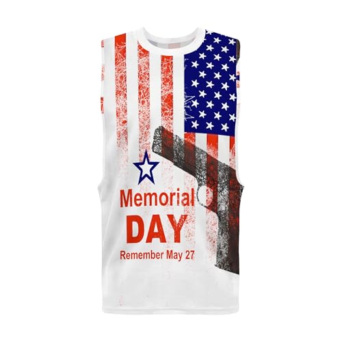 Image of Zhyaj Summer Tanks Top for Men Flag Graphic Print Sleeveless Shirts Casual Working Out Vest T-Shirts Loose-Fit Men's Tank