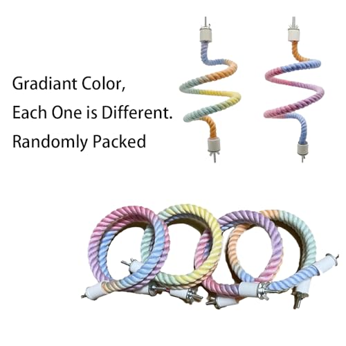 Image of 3 Pcs Bird Perch Rope Stand & Swing Ring Set Climbing Rope Playing Toys for Bird Cages Colorful Stand Perches for Parrots Lovebird Cockatiels