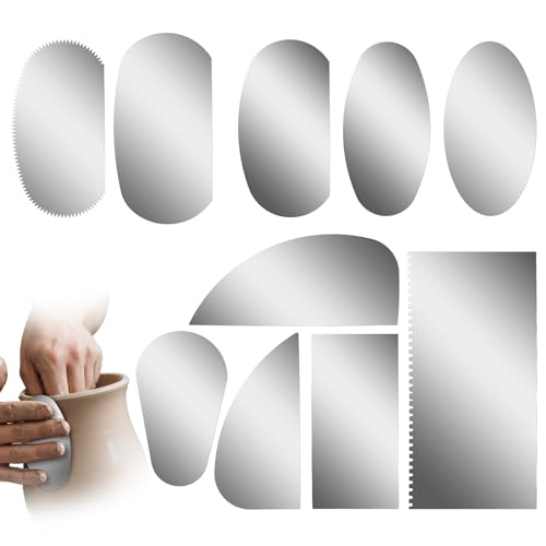 10 Pcs Stainless Steel Pottery Tools Clay Ribs Serrated Scraper