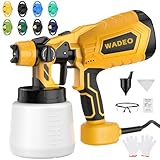 WADEO Pulverizador de Pintura HVLP 800 W, Pulverizador Eléctrico con 8 Boquillas & 3 Patrones, 1000 ml, Flujo y Ángulo de Rociado Ajustables, para Vallas, armarios, Paredes, techos, Muebles, jardín