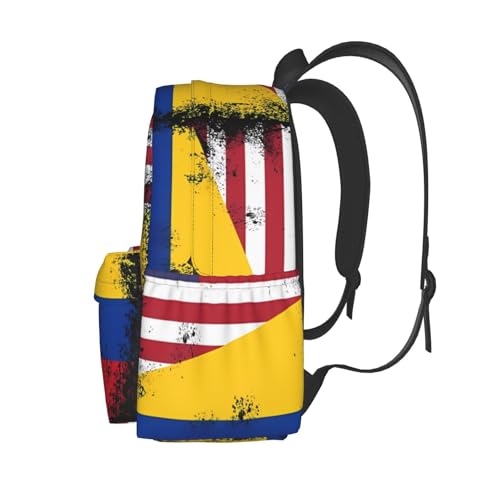 Vintage Half Colombian Colombia Half American Flag Large Travel Backpack Casual Backpacks Laptop Daypack Working Rucksack Lightweight Back Pack Sports Bag with Adjustable Shoulder Strap3
