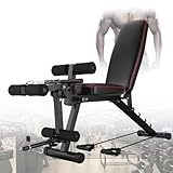 ypuxil Hantelbank Klappbar Trainingsbank für Zuhause 200 kg, robuste Stabilität, 3-stufige Beinmassagerolle, ideal für das Heim-Fitnessstudio und Ganzkörpertraining Black,162cm
