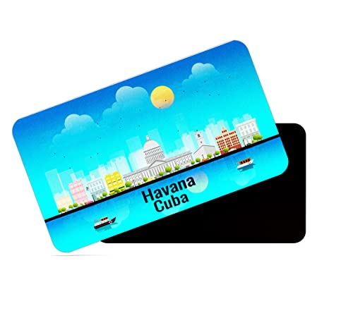 Image of dhcrafts Rectangular Rubber Fridge Magnet /Magnetic Card Blue Cuba Havana Design Pack of 1 (8.6cm x 5.4cm)