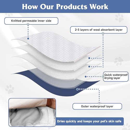 Image of 5 Pack Dog Diapers Male, High Absorbing Dog Wraps, Belly Bands for Male Dogs with Incontinence or Frequent Urination, Washable Doggie Diapers Brown S