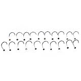 SODIAL(R) 20pcs Colorful Stainless Steel Rhinestone Curved Nose Studs Rings Bars Piercing