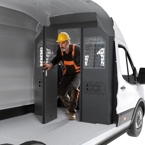 MELIPRON Van Partition with Hinged Door Fit for Ford Transit High Roof