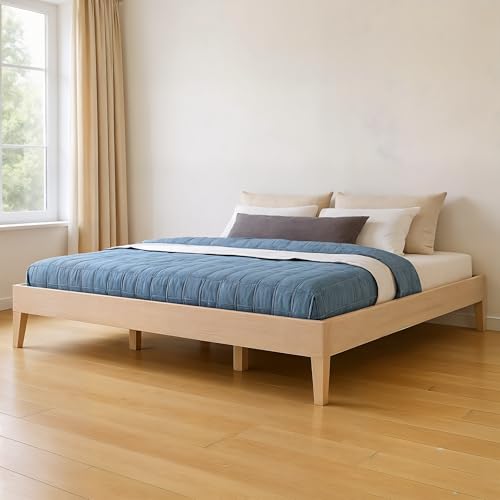 Grain & Grove Bear Platform Bed (King), Oak Embossed Natural