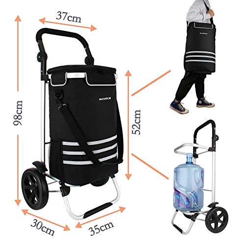 Alaskaprint Einkaufstrolley 35L, Einkaufsroller mit Kühlfach klappbarer Einkaufswagen abnehmbare Tasche Handwagen mit… – Bild 4