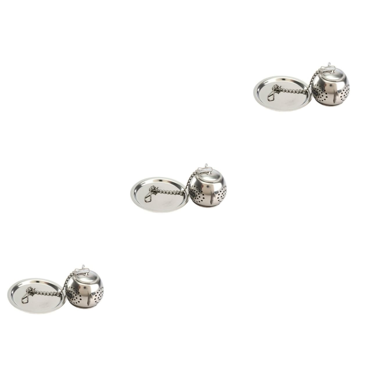 Cabilock 3pcs Stainless Steel Loose Tea Infuser with Extended Chain Hook Reusable Mesh Tea Strainer for Teapots Teacups Easy to Clean Open