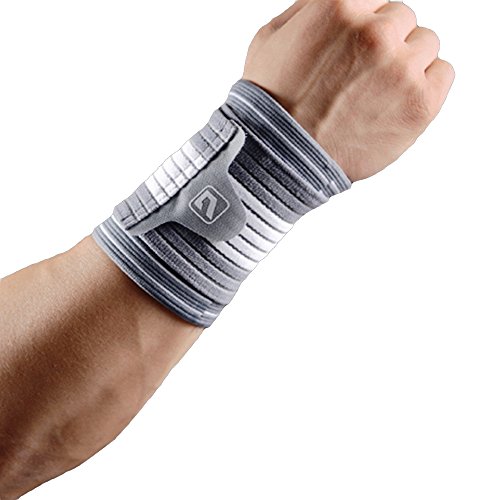 Liveup SPORTS Wrist Compression Strap and Support, Wrist Support Brace with Elastic Bandage Wraps for Weightlifting Tennis Tendonitis Arthritis Therapy, L/XL(Single))