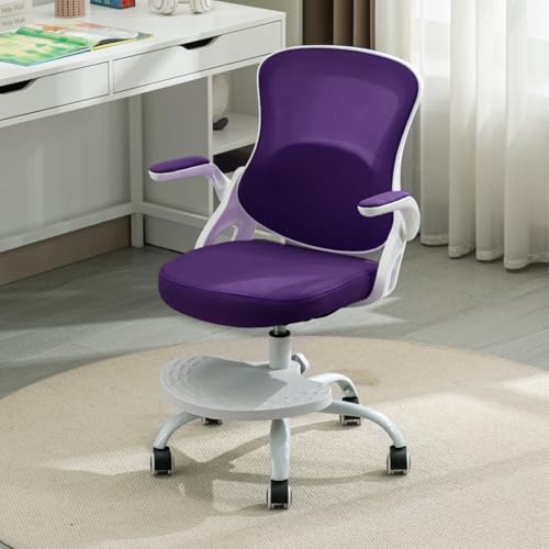 Kids Desk Chair,Ergonomic Study Chair with Adjustable Height,Swivel Mesh Desk Chair with Wheels,Home Office Chair for Children in Home Bedroom Purple