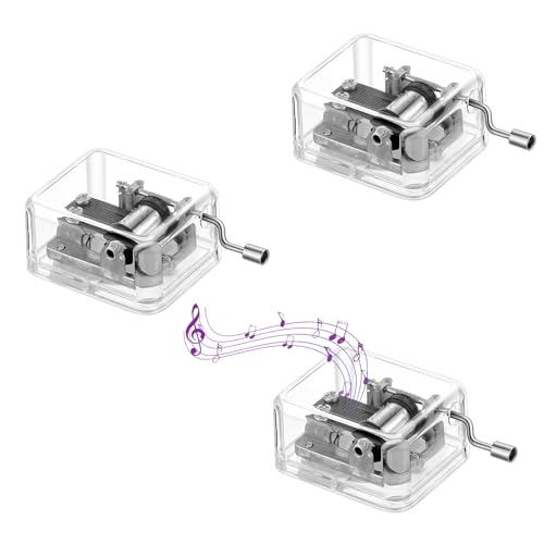 PARFCO 3 Stück Spieluhren, Transparentes Spieluhr Handkurbel, Acryl Spieluhr Erwachsene, Bieten DREI Arten von Liedern, für Dekoration, Schenken und Gedenken