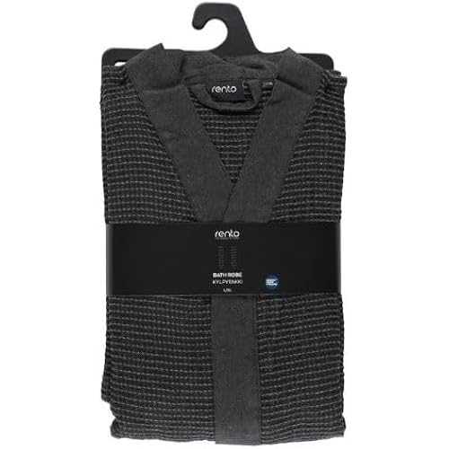 Rento Kenno, Bath Robe, Cotton/Polyester (US, Alpha, Large, Regular, Regular, Grey)