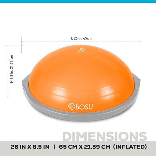 Image of Bosu Balance Ball Exercise Trainer, Home Gym Equipment w /Guided Workouts & Pump, 26 inch Inflatable Fitness Platform for Strength Training, Standing, Balancing, and Core Workout