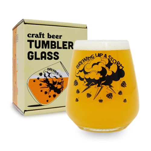 Craft Beer Tumbler Glass 16.5oz – Suitable for 500ml Bottles – Perfect for Celebrating Your Home Brewed IPA, Lager, Pale Ale – Home Brewer, Birthday Gift, Gifts for Men, Gifts for Dad