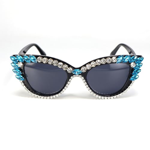 Retro Cateye Sunglasses for Women UV400 Protection Cat Eye bling rhinestone Sun Glasses4