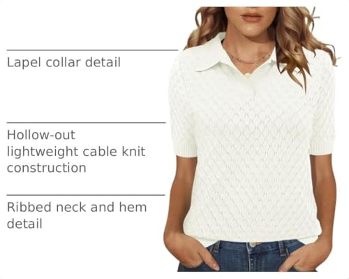 Image of Rapbin Womens Short Sleeve Knit Polo Shirts Summer Spring Sweater Tops