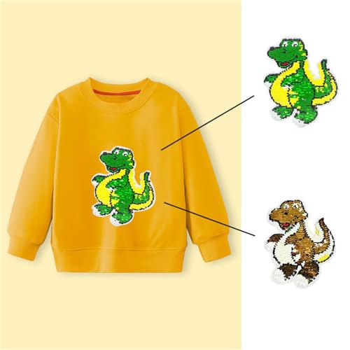 Boys and Toddlers' Fleece Hoodie Sweatshirt Boys And Girls Hoodie Spring And Autumn Color Sequins (Yellow, 6-7 Years)3
