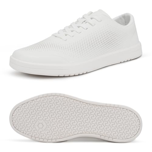 Image of Men's Barefoot Dress Shoes - Zero Drop Comfort Breathable Micro-Perforated Learher, No Break-in Needed, Slip-On Elastic Laces for Business & Travel