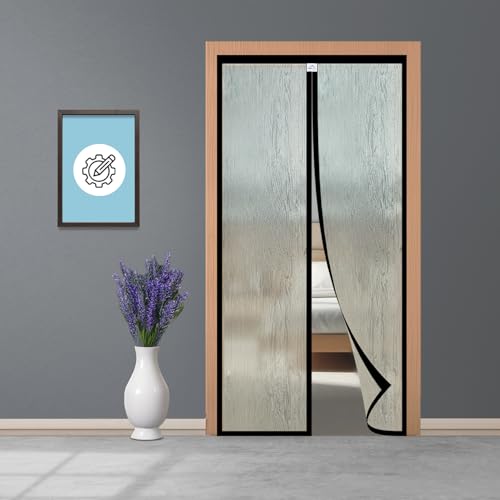 Image of Lifekrafts Customizable AC Curtain | Thermal Screen | Insulated | Translucent and Wood Grain Pattern | Magnetic | Insect Screen, Pest Control, and Dust Control, (Upto Maximum 240x180cm)