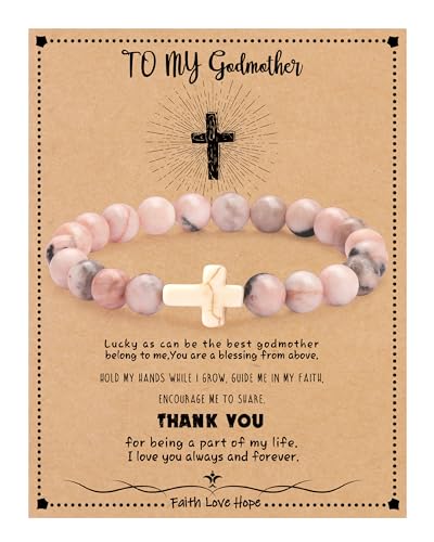 Image of Cross Bracelets for Women, Christian Gifts for Women Stocking Stuffers for Teens Cross Bracelet Imperial Nature Stone Bead Bracelet Confirmation Baptism Gift for Teen Girls Christmas Religious Gift Cathlic Faith Jewelry