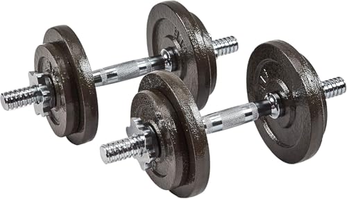 Elevon Adjustable Dumbbell Set, 40LB Cast Iron Weight Plates with Contoured Handles, Includes Connector for Barbell Conversion, Space-Saving for Home Gym