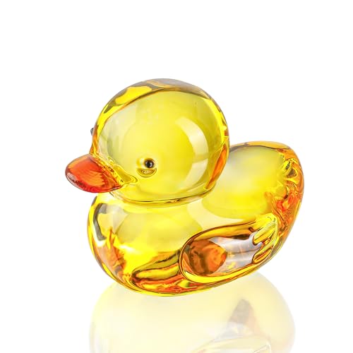 Yellow Crystal Glass Duck Figurine Animal Collectible 2.5 Inch Decor