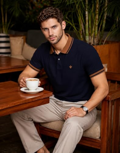 Image of Mens Pique Polo T-Shirt | Cotton Rich, Smart Fit Polo with Embroidered Logo | Casual & Sports Wear | Polo T-Shirt for Men