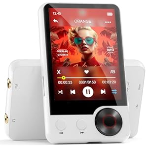 128GB MP3 Player with Upgrade Bluetooth 5.3, Portable High Fidelity Lossless Music Player, 2.4IN Full Touchscreen MP3 Player with Built-in HD Speaker, Dual Headphone Ports, FM Radio, Recording, E-Book